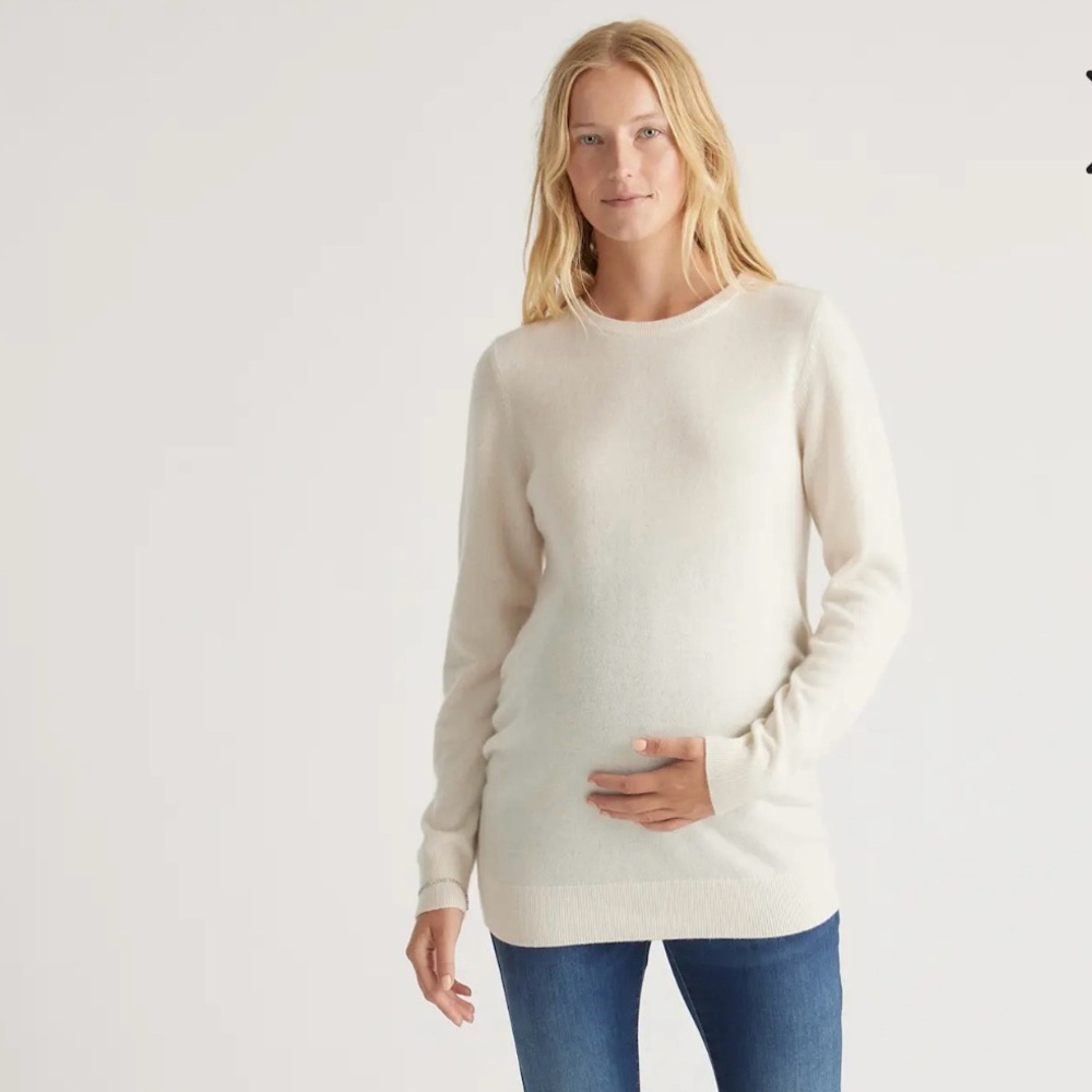 Cream Crew Neck Sweater with Soft Knit Texture